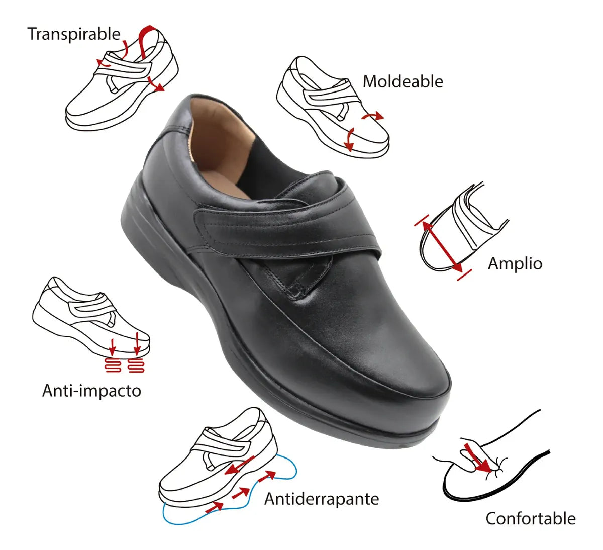 Zapato de Dama De Piel Negro 307