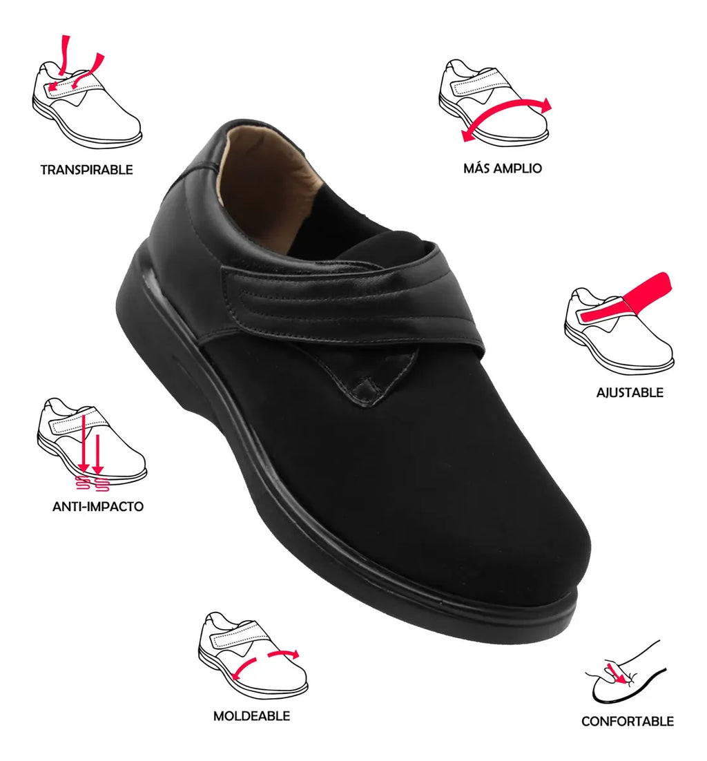 Zapato de Piel de Caballero ajustable Negro 350
