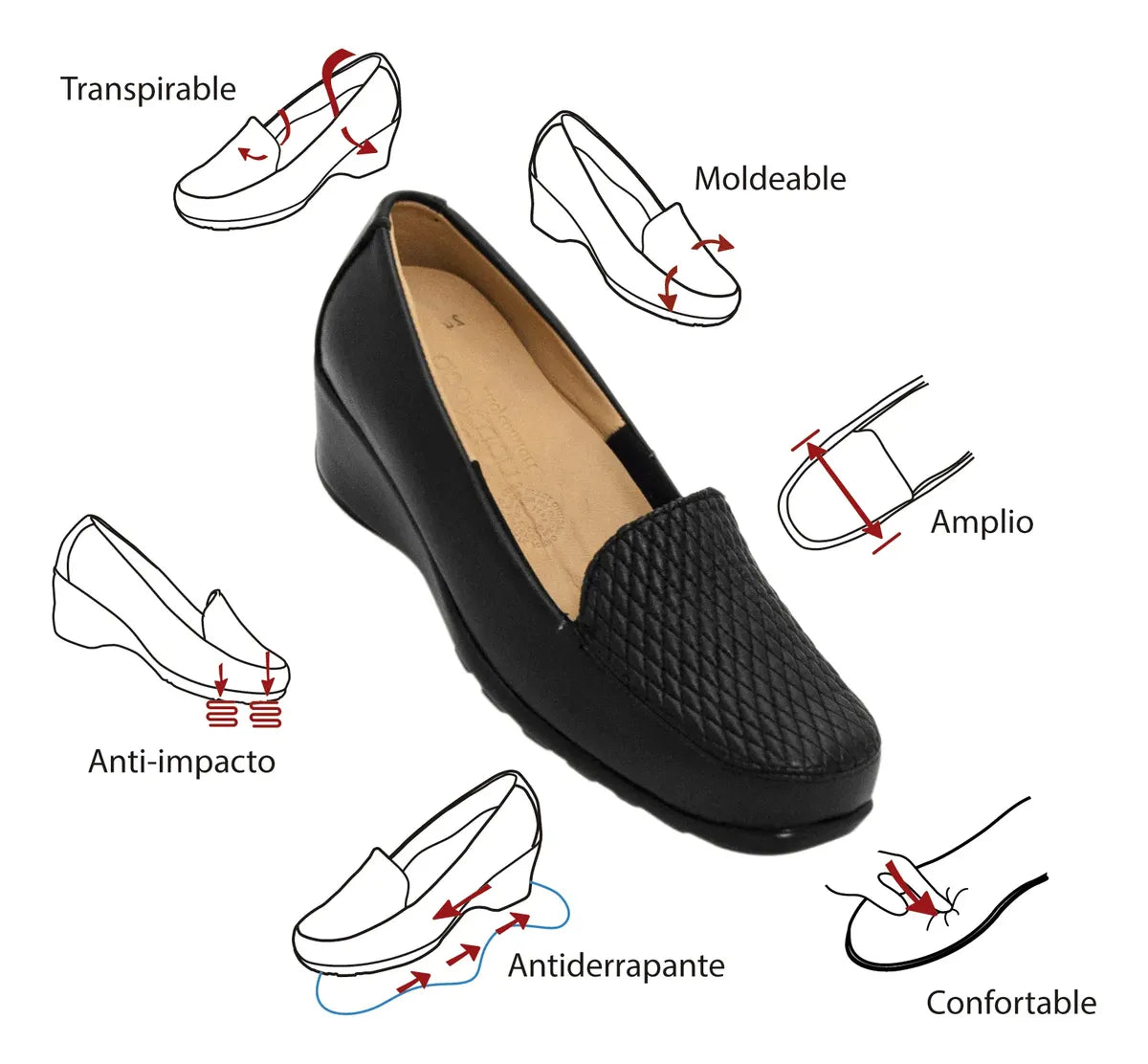 Zapato de Piel Negro de Dama 643C