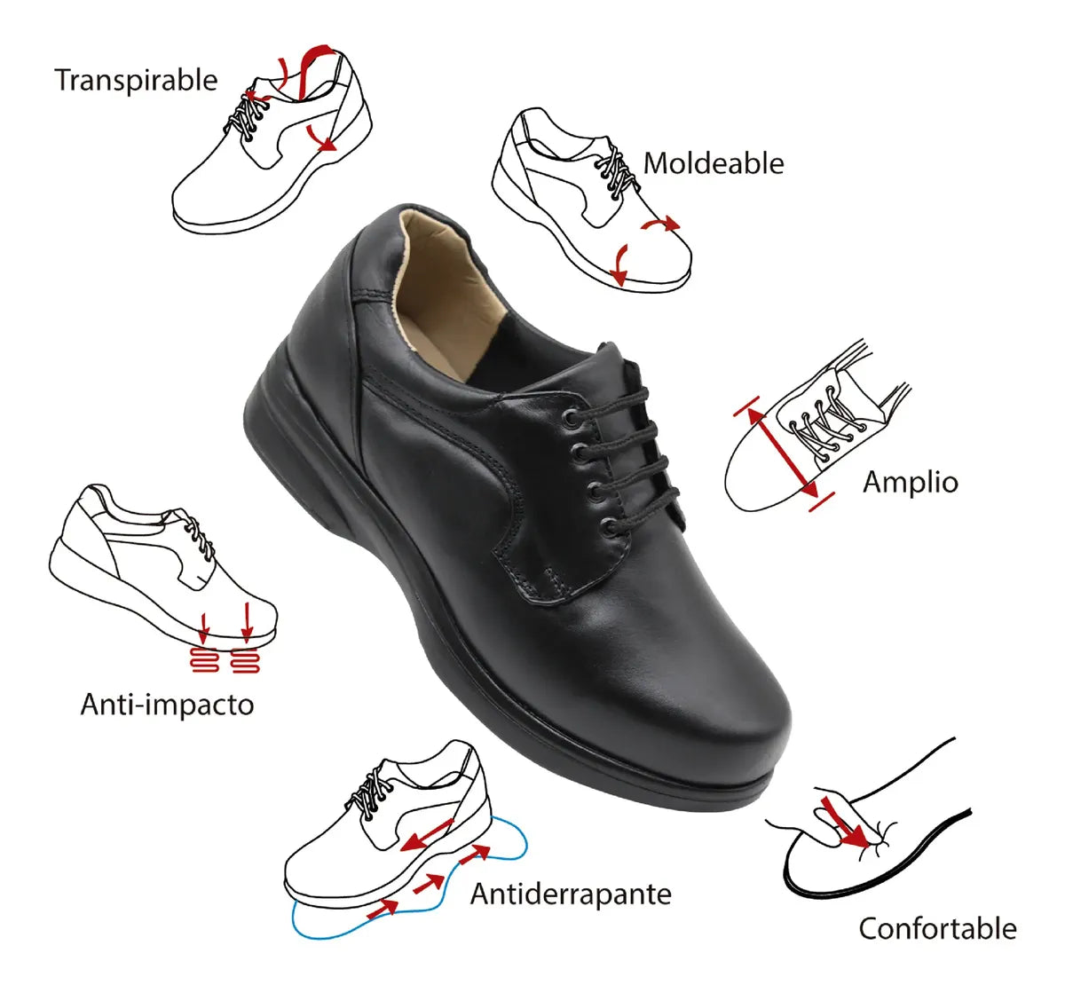 Zapato Piel Negro ajustable de Caballero 338