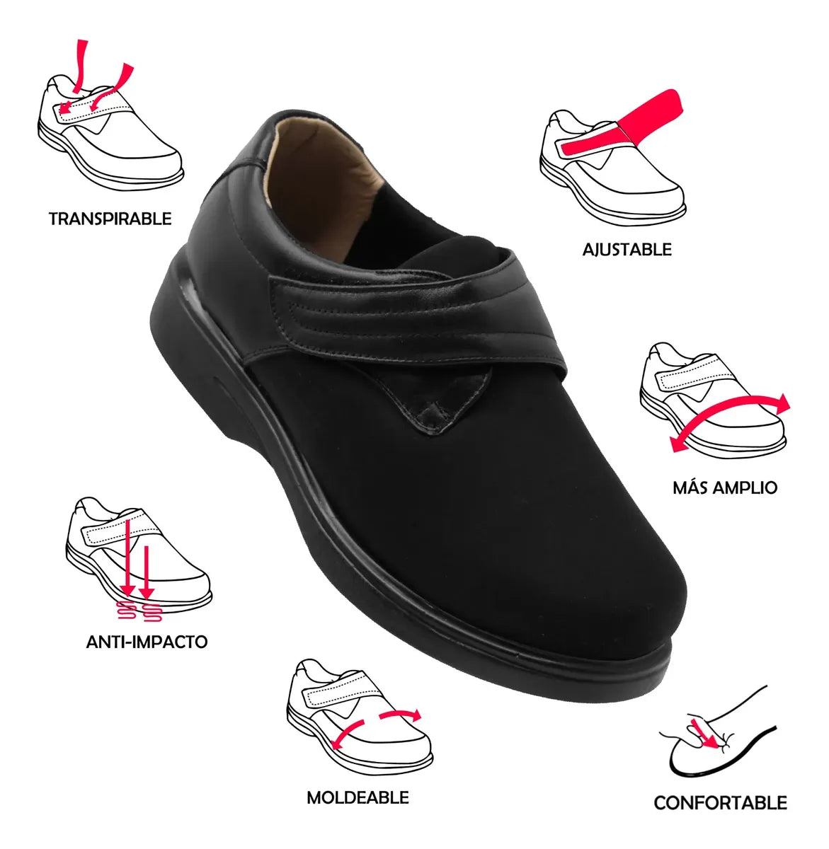 Zapato Negro de Caballero 343 Ajustable
